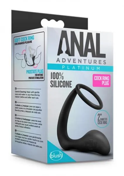 Blush Anal Anal Adv Platinum Cock Ring Plug Black