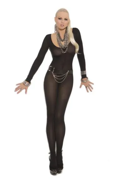 Bodystockings Playsuits Sheer Long Sleeves Bodystocking Black OS Vivace Collection Bodystockings Playsuits Sheer Long Sleeves Bodystocking Black OS Vivace Collection
