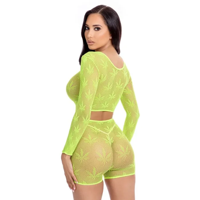 Leaf It To Me Short Set Green Pink Lipstick Anal