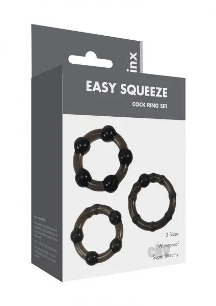 Linx Easy Squeeze Cock Ring Set Black Os Seductucom Male Sex Toys