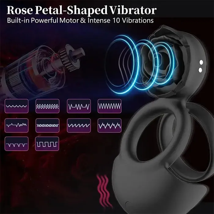 Male Sex Toys OOTYEMO Rose Clitoral Stimulation Penis Ring