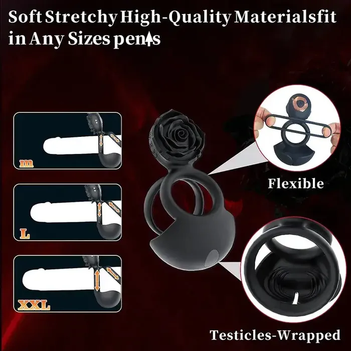 Male Sex Toys OOTYEMO Rose Clitoral Stimulation Penis Ring