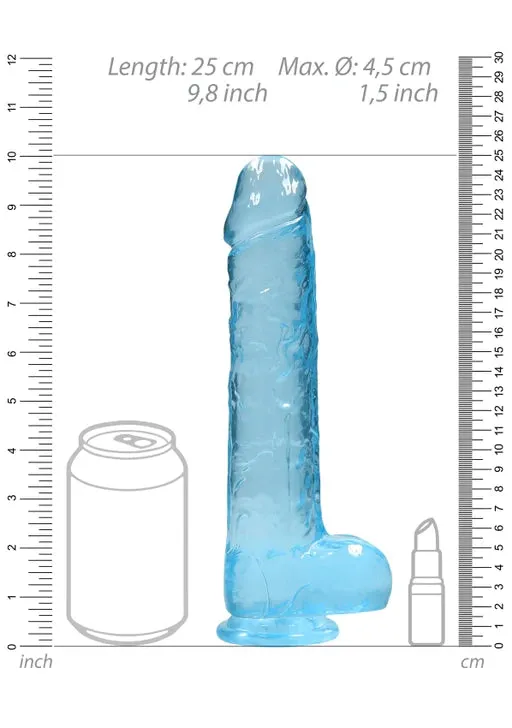 Shots Toys Female Sex Toys Realrock Crystal Clear 9 Realistic Dildo With Balls Blue