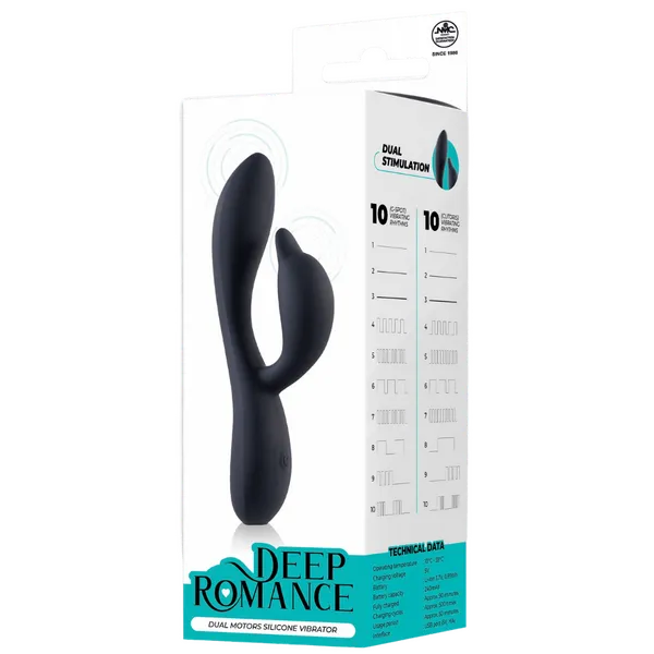 Vibrators Excellent Power Deep Romance Dual Motor Silicone Vibrator Black