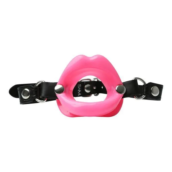 Vibrators Sportsheets Sex Mischief Silicone Lips Open Mouth Gag Pink