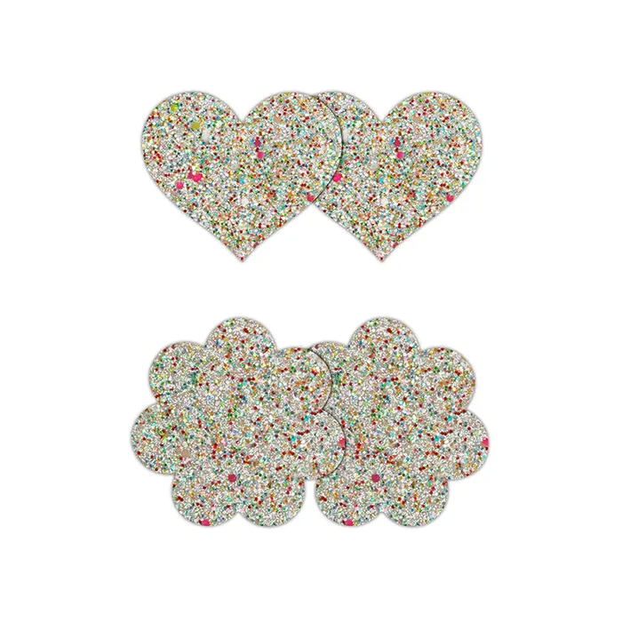 NS Novelties Anal Glow in the Dark Heart Flower Pretty Pasties set of two