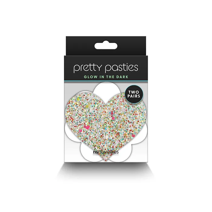 NS Novelties Anal Glow in the Dark Heart Flower Pretty Pasties set of two