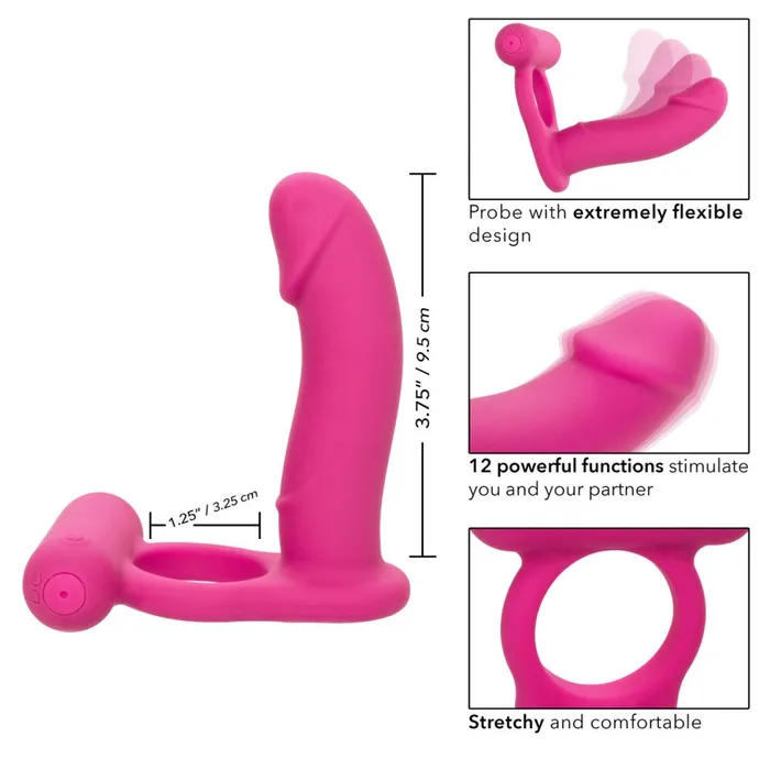 California Exotic Novelties Male Sex Toys Double Diver Rechargeable Silicone Vibrating Cock Ring with Anal Dildo