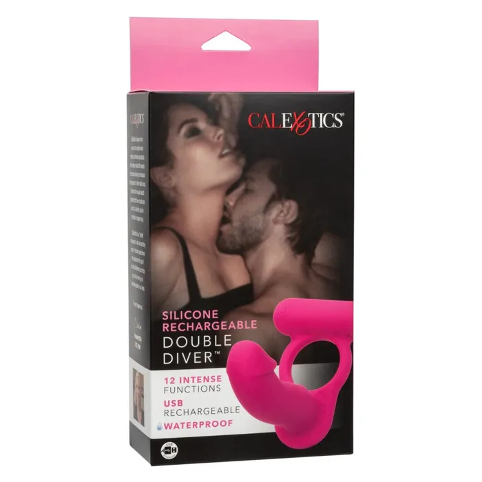 California Exotic Novelties Male Sex Toys Double Diver Rechargeable Silicone Vibrating Cock Ring with Anal Dildo