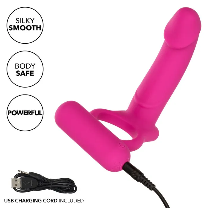 California Exotic Novelties Male Sex Toys Double Diver Rechargeable Silicone Vibrating Cock Ring with Anal Dildo