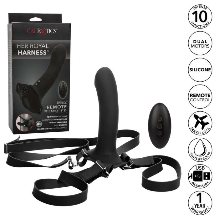 Female Sex Toys California Exotic Novelties Her Royal Harness Me2 Strapon with Remote Vibrating Dildo
