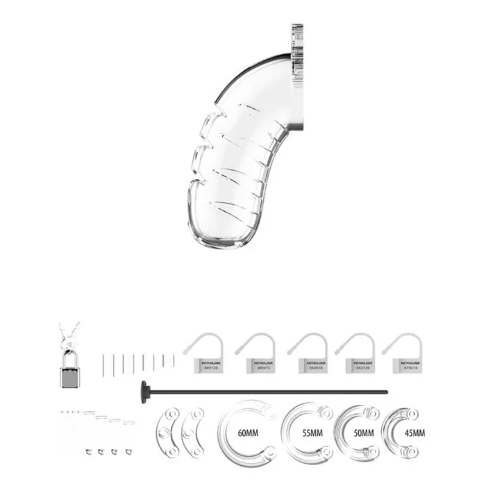 Man Cage 16 Clear 45 Chastity Cage with Urethal Sound Shots Toys Male Sex Toys
