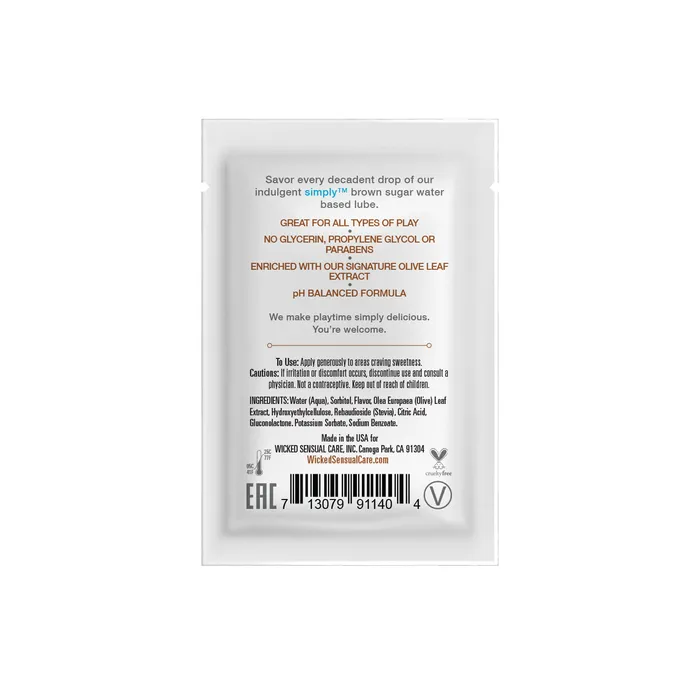Simply Aqua Brown Sugar Sachet 1oz Wicked Vibrators