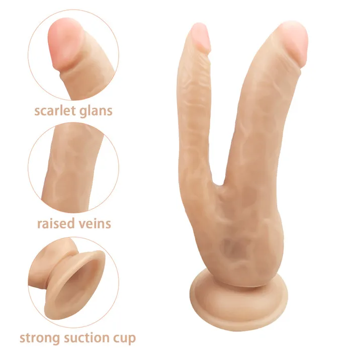 MD Female Sex Toys MD Won Realistic Double Penetration Dildo with Suction Cup