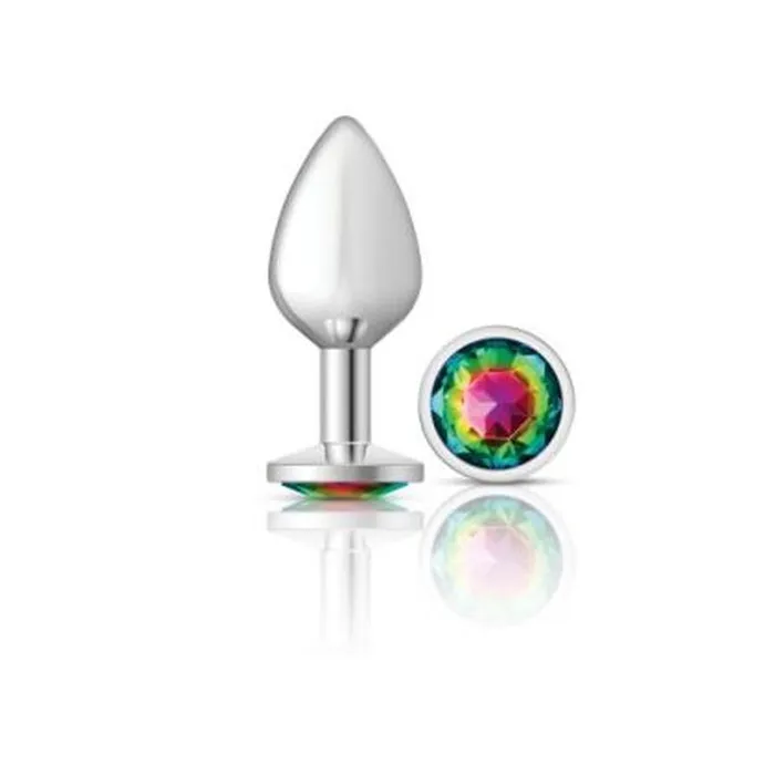 Anal Cheeky Charms Cheeky Charms Silver Round Butt Plug w Rainbow Jewel Medium Anal Cheeky Charms Cheeky Charms Silver Round Butt Plug w Rainbow Jewel Medium