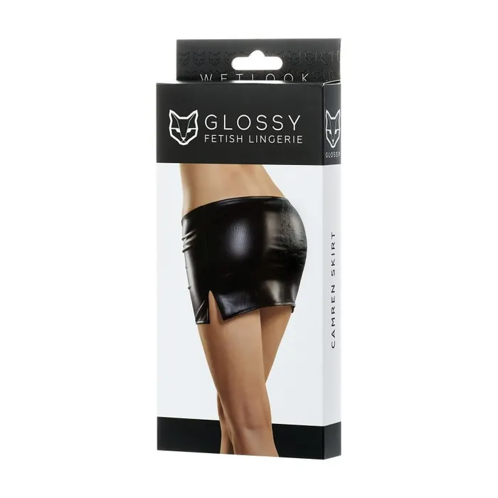 Anal Glossy Glossy Camren Wetlook Mini Skirt Black SXL