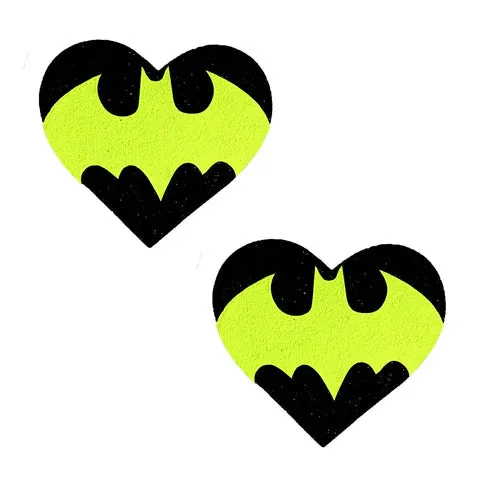 Anal Neva Nude Nipztix Pasties Blacklight Bat Black Glitter I Heart U