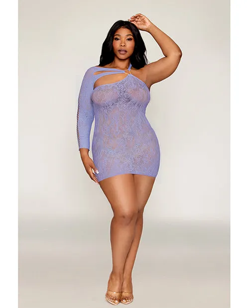 Asymmetrical One Shoulder Seamless Lace Chemise Lavender QN Dreamgirl International Vibrators Asymmetrical One Shoulder Seamless Lace Chemise Lavender QN Dreamgirl International Vibrators