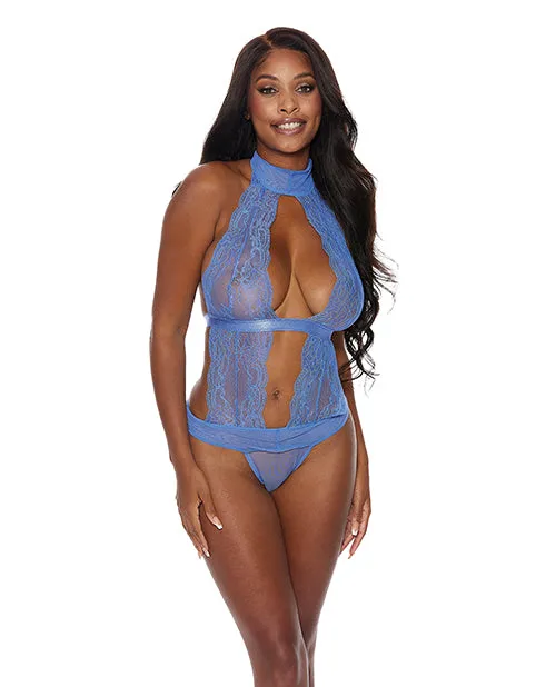Couples Shirley Of Hollywood Lace Mesh Halter Neck Teddy Periwinkle Xxl