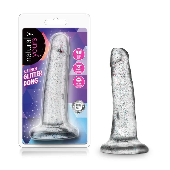 Dildos Naturally Yours Naturally Yours Glitter Dong 55in14cm Clear