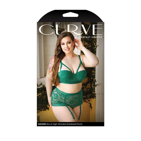 Fantasy Lingerie Female Sex Toys Curve Nadine Longline Contour Cup Bra High Waist Panty With Removable Garters Emerald 1X2X Fantasy Lingerie Female Sex Toys Curve Nadine Longline Contour Cup Bra High Waist Panty With Removable Garters Emerald 1X2X