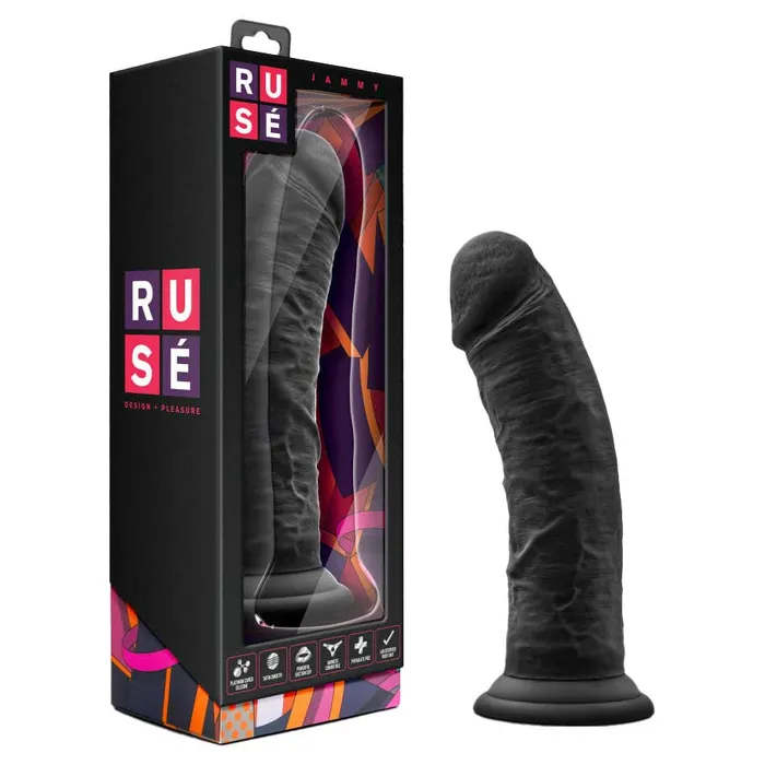 Female Sex Toys iloveexcitement Ruse Jammy Realistic Curved GSpot Black 8 Dildo with Suction Cup