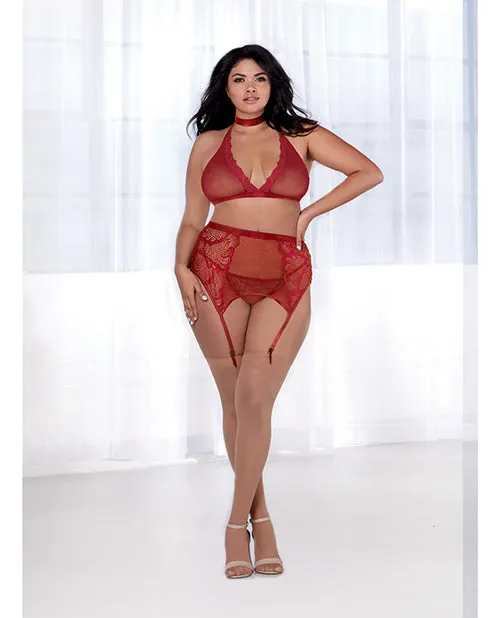 Fishnet Lace Bralette Garterbelt Gstring Choker Garnet Dreamgirl International Couples Fishnet Lace Bralette Garterbelt Gstring Choker Garnet Dreamgirl International Couples