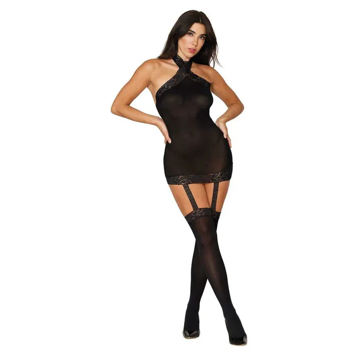 iloveexcitement Dreamgirl Sheer Garter Bodystocking with Thigh High Stockings Bodystockings Playsuits iloveexcitement Dreamgirl Sheer Garter Bodystocking with Thigh High Stockings Bodystockings Playsuits