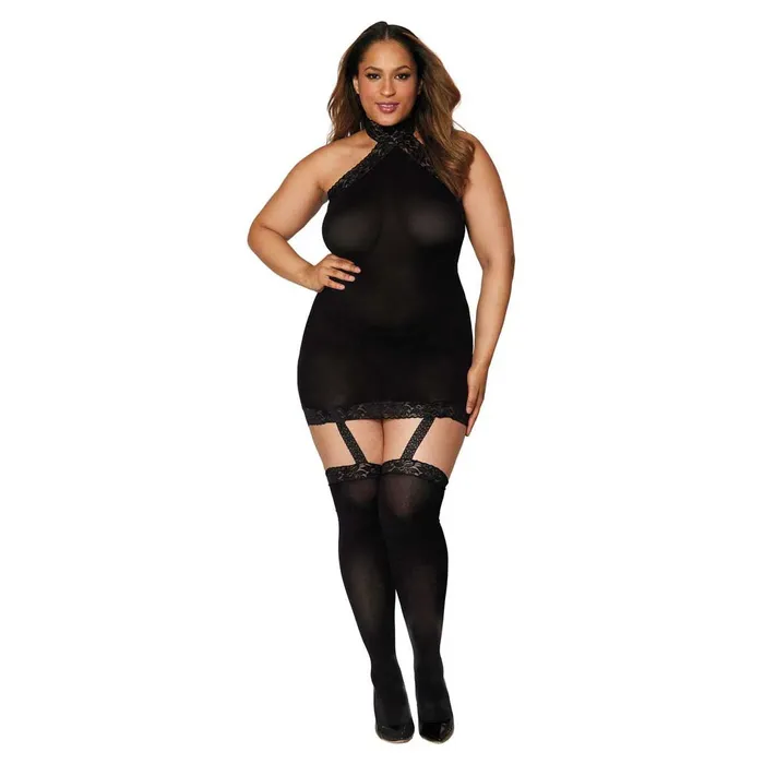 iloveexcitement Dreamgirl Sheer Garter Bodystocking with Thigh High Stockings Bodystockings Playsuits iloveexcitement Dreamgirl Sheer Garter Bodystocking with Thigh High Stockings Bodystockings Playsuits
