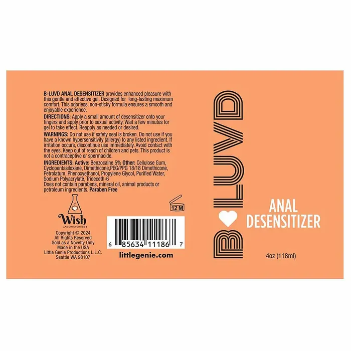 Little Genie Lubricants BLuvd Anal Desensitizing WaterBased Lubricant