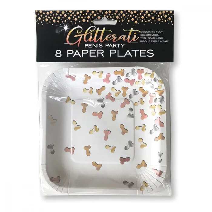 Little Genie Male Sex Toys Glitterati Penis Party Plates Set of 8