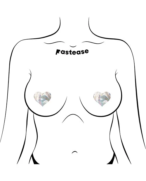 Pastease Premium Petites Holographic Heart Silver Os Pack Of 2 Pair Pastease Anal