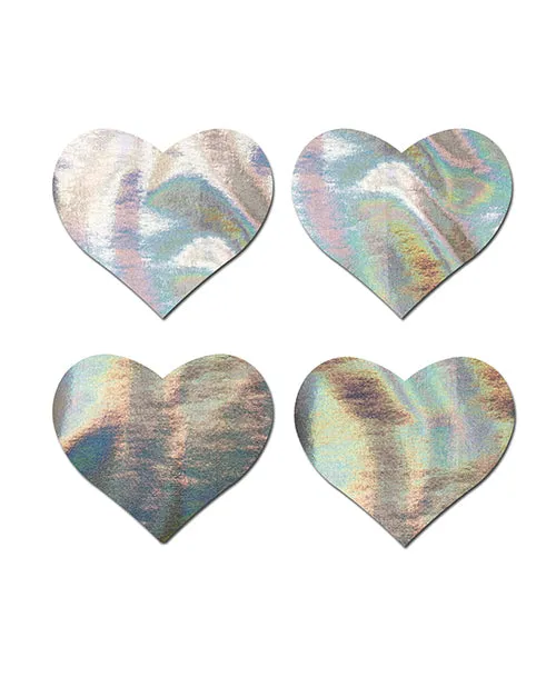 Pastease Premium Petites Holographic Heart Silver Os Pack Of 2 Pair Pastease Anal
