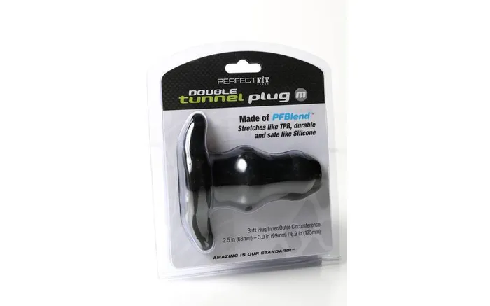 Perfect Fit Tunnel Plug Double Medium BlackClear PerfectFit Anal