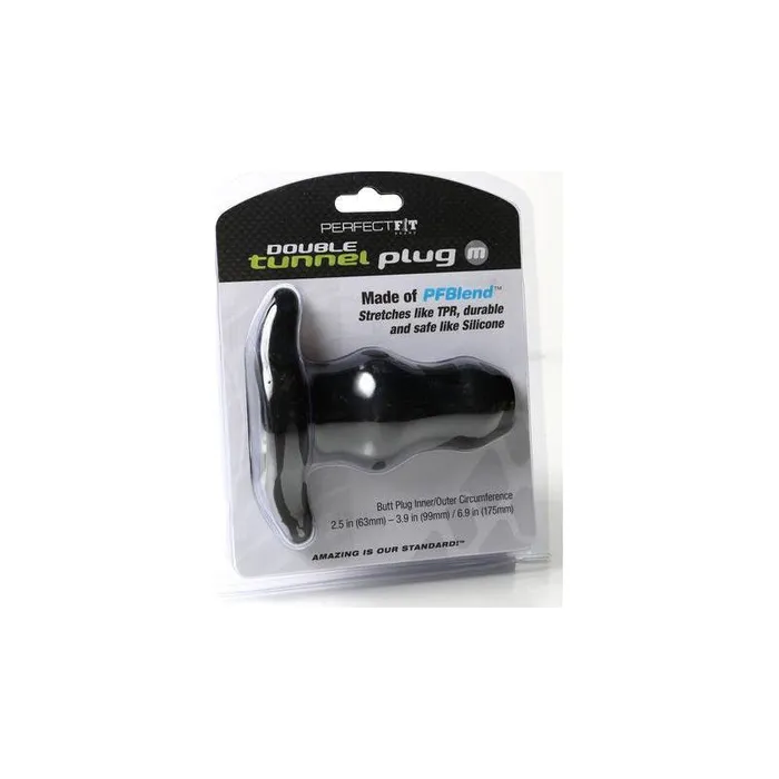 Perfect Fit Tunnel Plug Double Medium BlackClear PerfectFit Anal