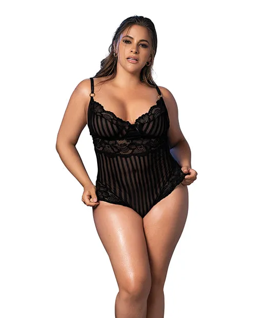 Shadow Strip Lace Teddy Whook Eye Closure Black Mapale Anal