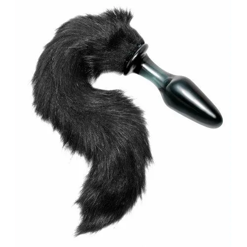 Tailz Midnight Fox Glass Plug With Tail XR Brands Male Sex Toys