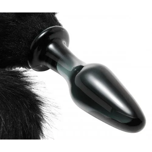 Tailz Midnight Fox Glass Plug With Tail XR Brands Male Sex Toys Tailz Midnight Fox Glass Plug With Tail XR Brands Male Sex Toys