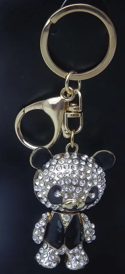 Up4Drea Anal Black Panda Rhinestone Bling Purse Charm Keychain