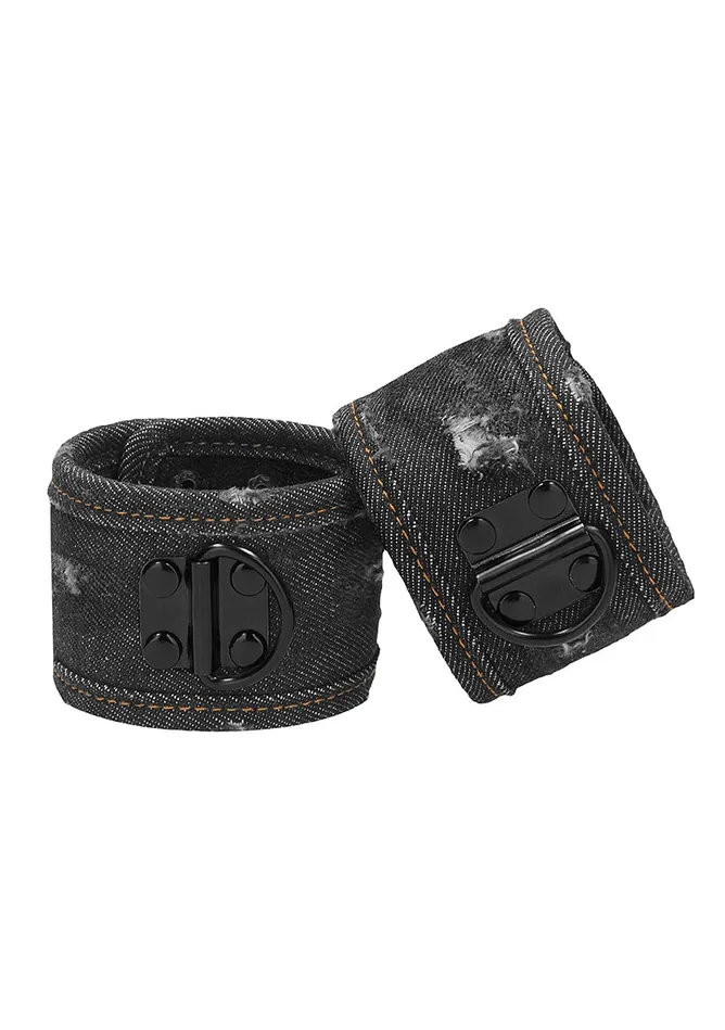 Anal Shots America Denim Handcuffs Roughend Denim Style Black