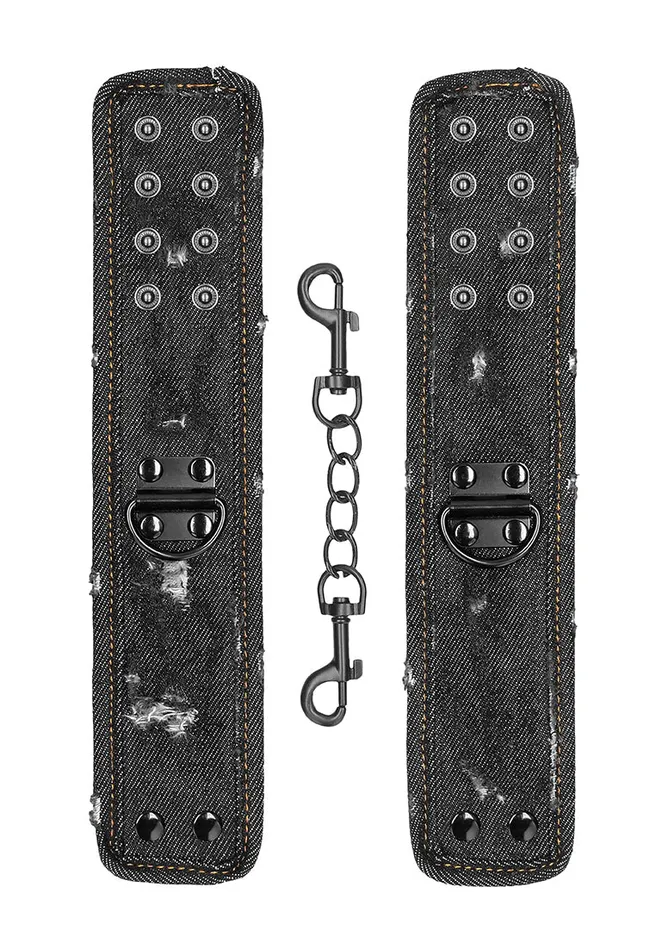 Anal Shots America Denim Handcuffs Roughend Denim Style Black