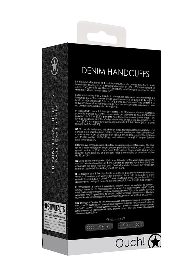 Anal Shots America Denim Handcuffs Roughend Denim Style Black