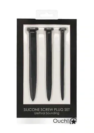 Anal Silicone Rugged Nail Plug Set Urethral Sounding Black Ouch