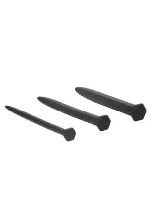 Anal Silicone Rugged Nail Plug Set Urethral Sounding Black Ouch