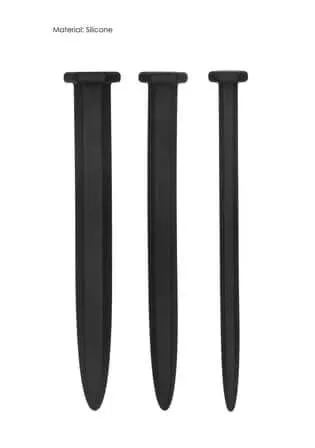 Anal Silicone Rugged Nail Plug Set Urethral Sounding Black Ouch