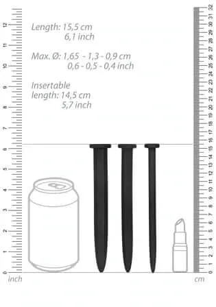 Anal Silicone Rugged Nail Plug Set Urethral Sounding Black Ouch