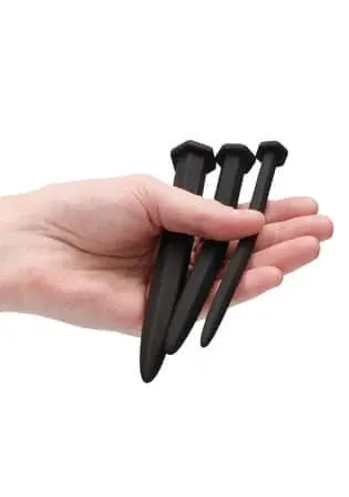 Anal Silicone Rugged Nail Plug Set Urethral Sounding Black Ouch