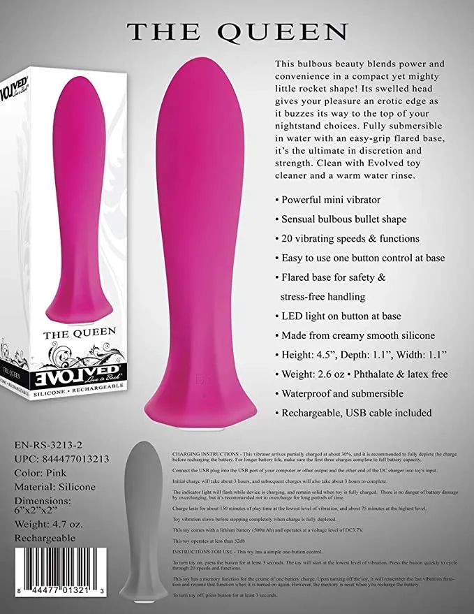 Evolved Vibrators Evolved The Queen 45 Inch Rechargeable Vibrator Pink
