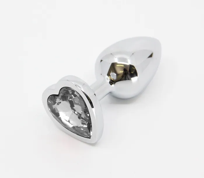 Love In Leather Anal Love In Leather Butt Plug with Heart Gem Medium Clear Love In Leather Anal Love In Leather Butt Plug with Heart Gem Medium Clear