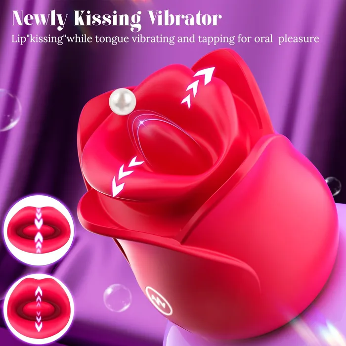 Sohimi Vibrators 3 in 1 Lip Kissing and Tongue Tapping Rose Vibrator for Female Sohimi Vibrators 3 in 1 Lip Kissing and Tongue Tapping Rose Vibrator for Female